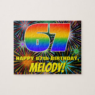 67th Birthday: Fun, Colourful Celebratory Firework Jigsaw Puzzle