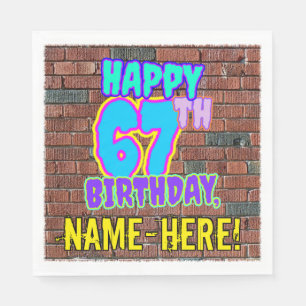67th Birthday ~ Fun, Urban Graffiti Inspired Look Napkin