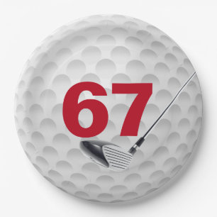 67th Birthday Golf Ball Design Paper Plate