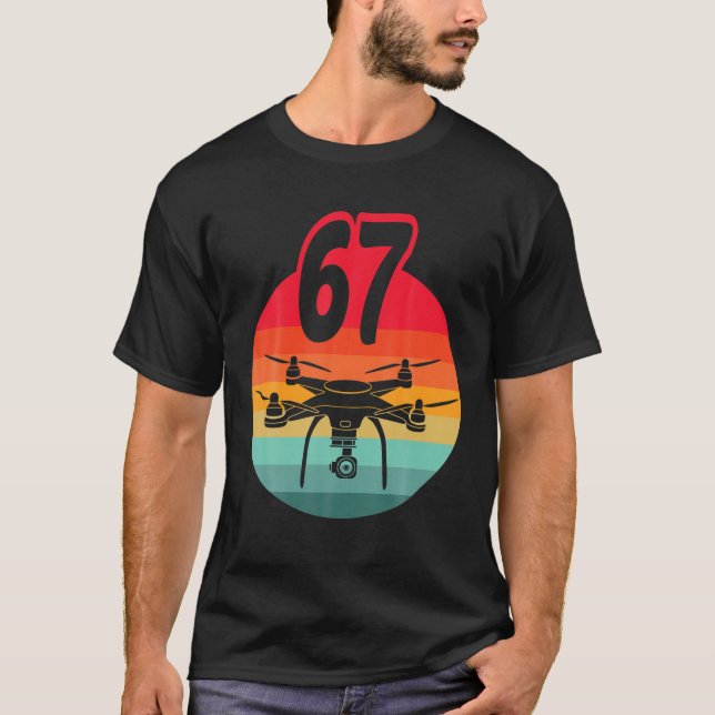 67Th Birthday I Retro Remote Control Drones With C T-Shirt (Front)