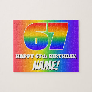 67th Birthday — Multicolored Rainbow Pattern “ Jigsaw Puzzle