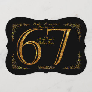 67th,Birthday party 67th,great Gatsby,black & gold Invitation