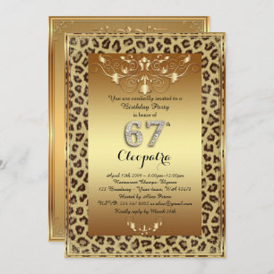 67th, Birthday Party 67th, Royal Cheetah gold plus Invitation