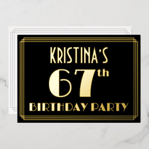 67th Birthday Party: Art Deco Look “67”, w/ Name