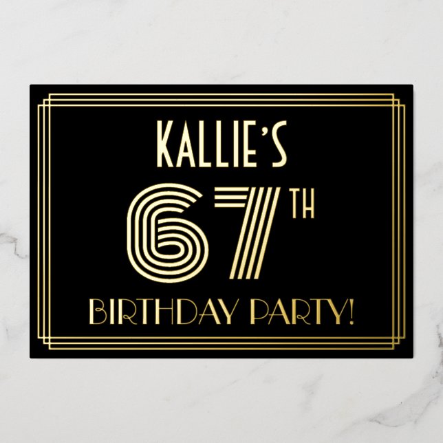 67th Birthday Party — Art Deco Style “67” + Name (Front)
