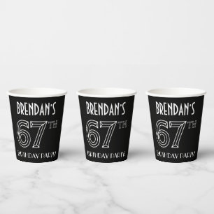 67th Birthday Party: Art Deco Style + Custom Name Paper Cups