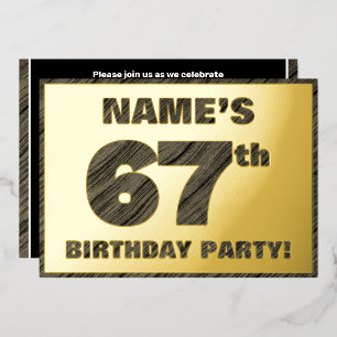 67th Birthday Party — Bold, Faux Wood Grain Text