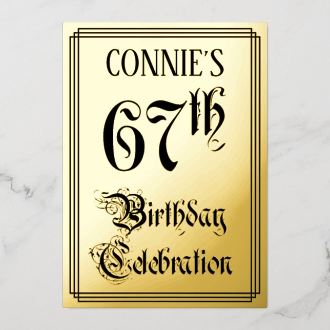 67th Birthday Party — Elegant Script + Custom Name (Front)