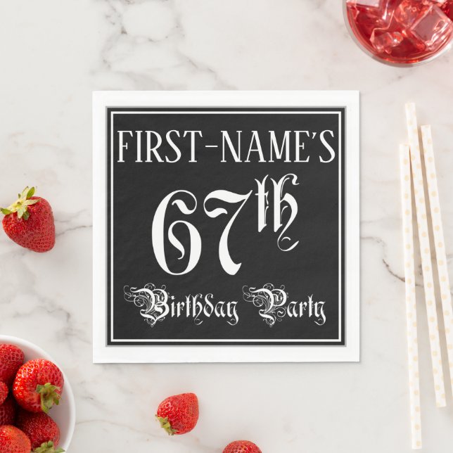 67th Birthday Party — Fancy Script + Custom Name Napkin (Insitu)