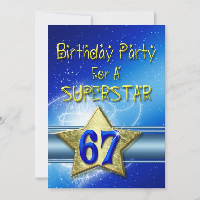 67th Birthday party Invitation for a Superstar. (Front)