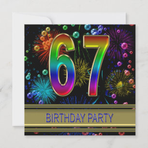 67th Birthday party Invitation with bubbles