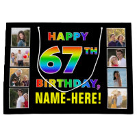 67th Birthday: Rainbow Text, Custom Photos & Name