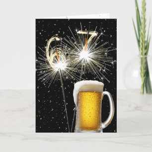 67th Birthday Sparklers With Beer Mug Card