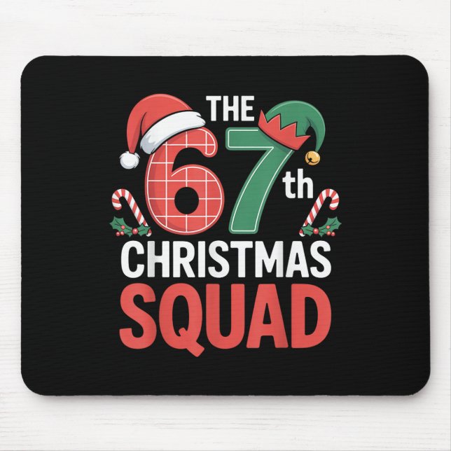 67th Christmas Squad – Cute Santa Elf Candy Canes  Mouse Mat (Front)