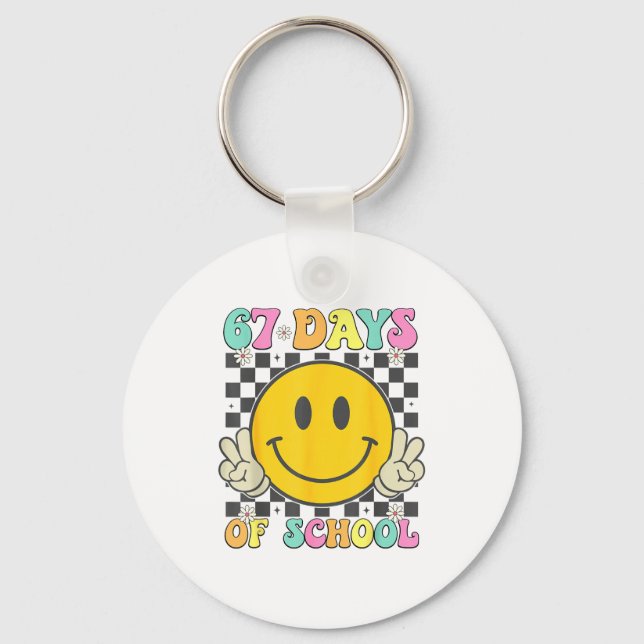 67th Day Of School 100th Day Teacher Kids Six Seve Key Ring (Front)