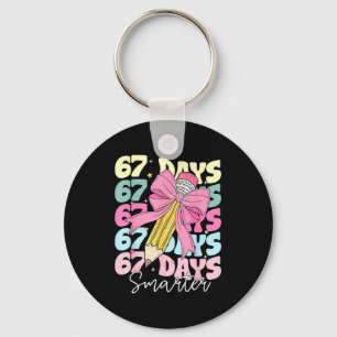 67th Day Of School 67 Days Smarter Coquette Bow Te Key Ring