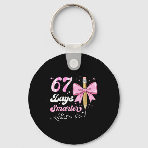 67th Day Of School 67 Days Smarter Coquette Bow Te Key Ring