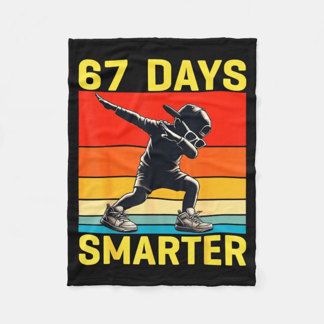 67th Day Of School 67 Days Smarter Dabbing Six Sev Fleece Blanket (Front)