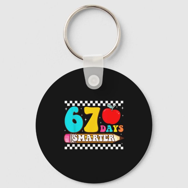 67th Day Of School 67 Days Smarter Teacher Boy Gir Key Ring (Front)