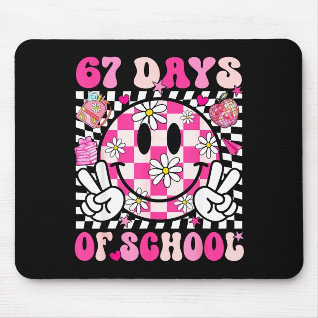 67th Day Of School 67 Days Smarter Teacher Girl Wo Mouse Mat (Front)