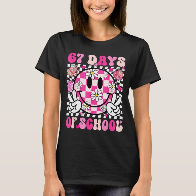67th Day Of School 67 Days Smarter Teacher Girl Wo T-Shirt (Front)