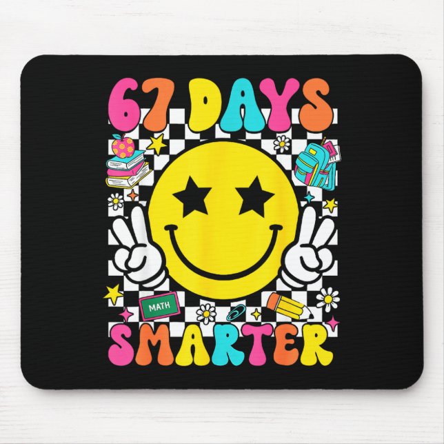 67th Day Of School 67 Days Smarter Teacher Student Mouse Mat (Front)