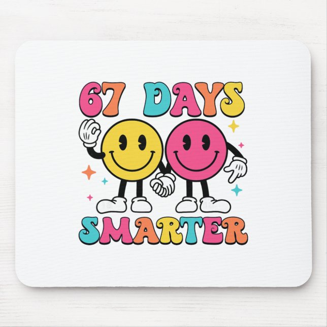 67th Day Of School 67 Days Smarter Teacher Student Mouse Mat (Front)