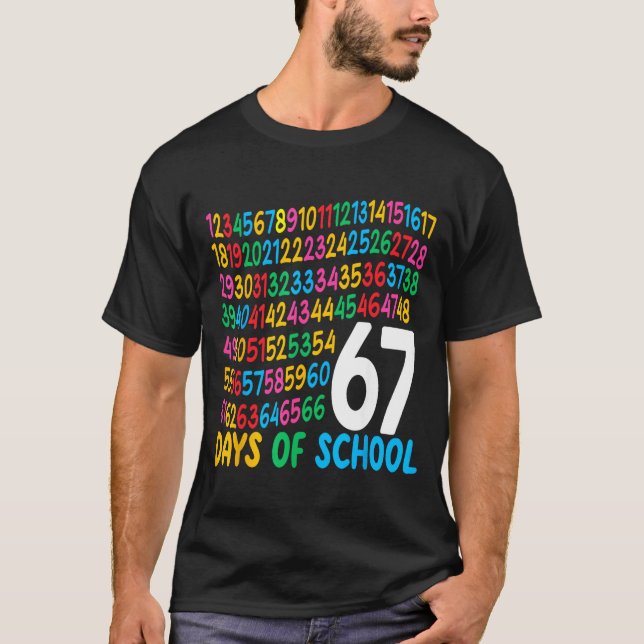67th Day Of School 67 Math Numbers Teacher Kids 67 T-Shirt (Front)