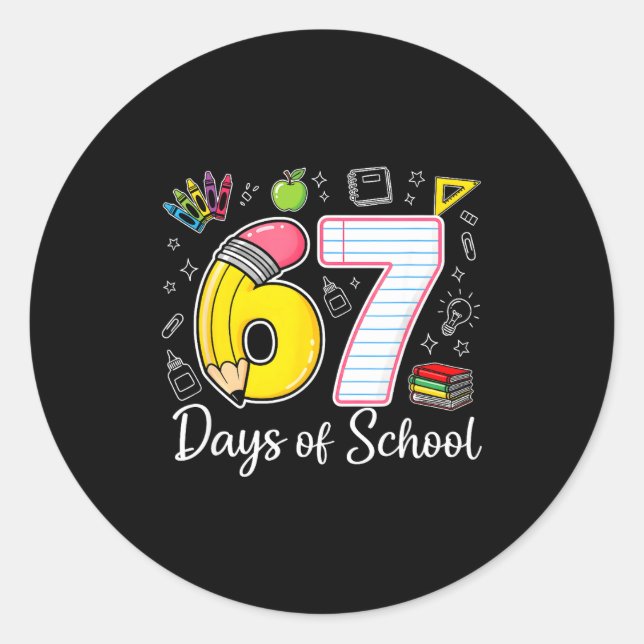 67th Day Of School 67 Six Seven Math Teacher Kids  Classic Round Sticker (Front)