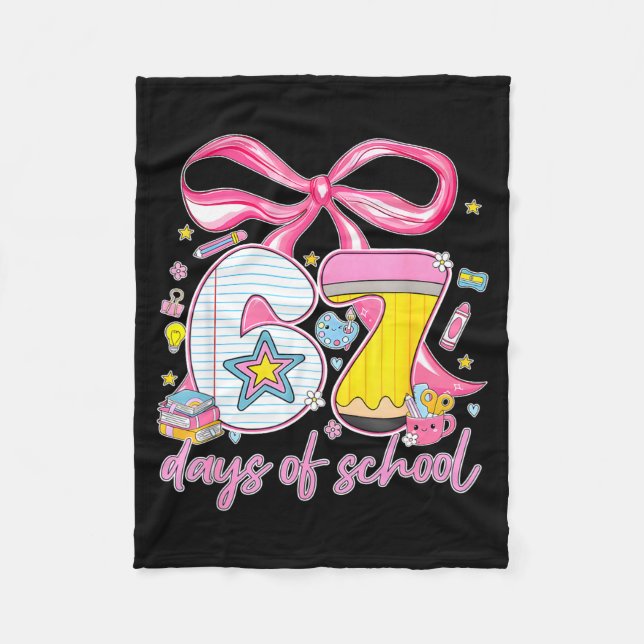 67th Day Of School 67 Six Seven Math Teacher Kids  Fleece Blanket (Front)
