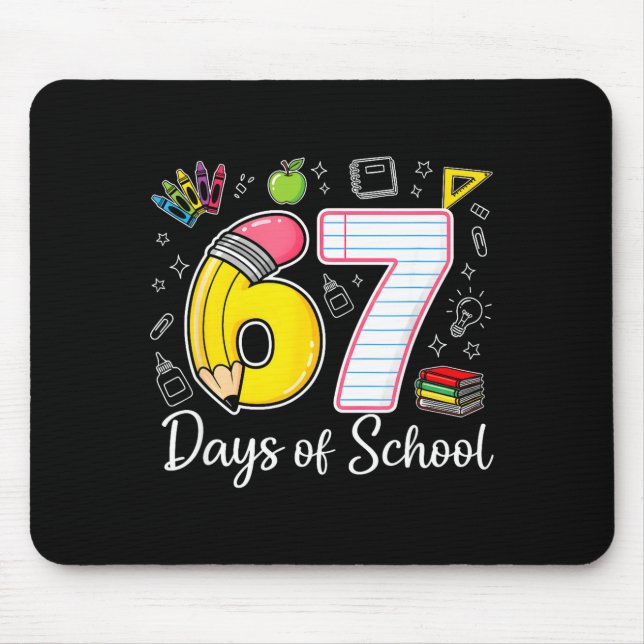 67th Day Of School 67 Six Seven Math Teacher Kids  Mouse Mat (Front)