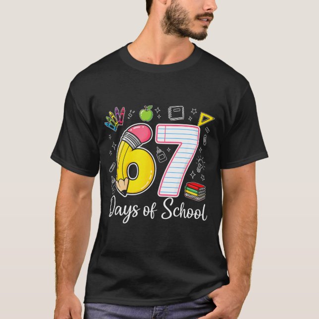 67th Day Of School 67 Six Seven Math Teacher Kids  T-Shirt (Front)