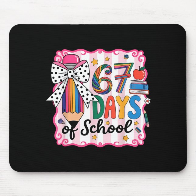 67th Day Of School 67 Six Seven Math Teacher  Mouse Mat (Front)