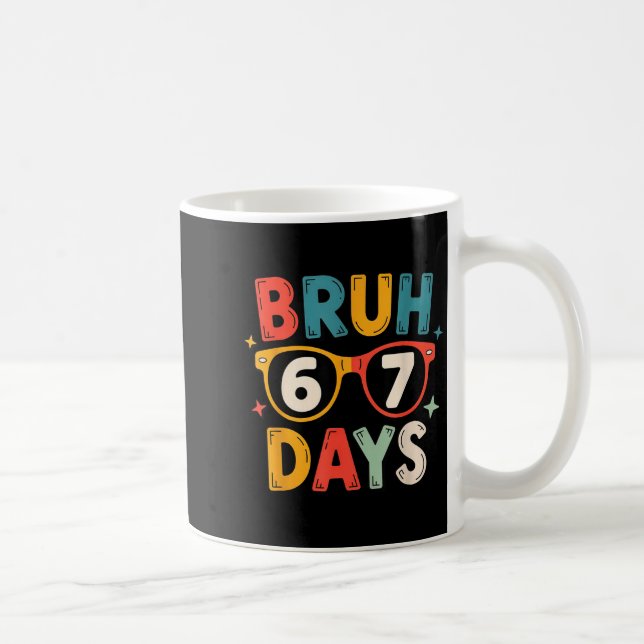 67th Day Of School Bruh Kids Celebration Design  Coffee Mug (Right)