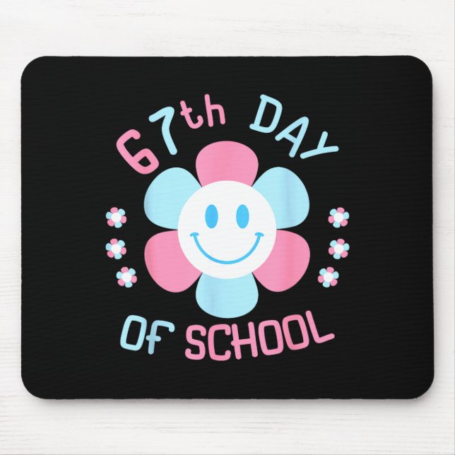 67th Day Of School Funny 100th Of School Students  Mouse Mat (Front)