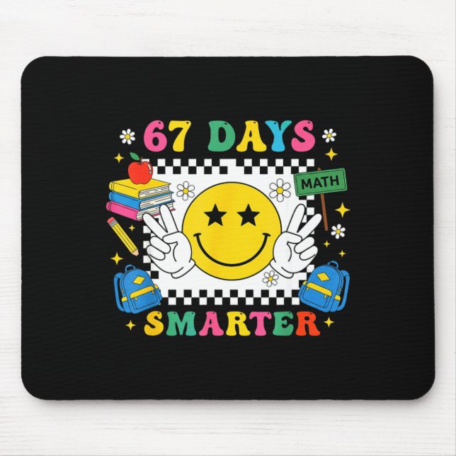 67th Day Of School Funny 67 Days Smarter Teacher B Mouse Mat (Front)