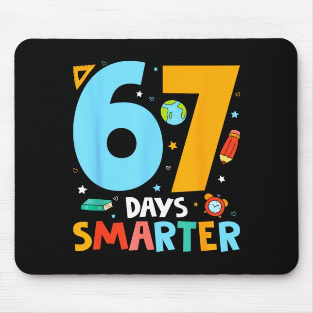67th Day Of School Funny 67 Days Smarter Teacher B Mouse Mat (Front)