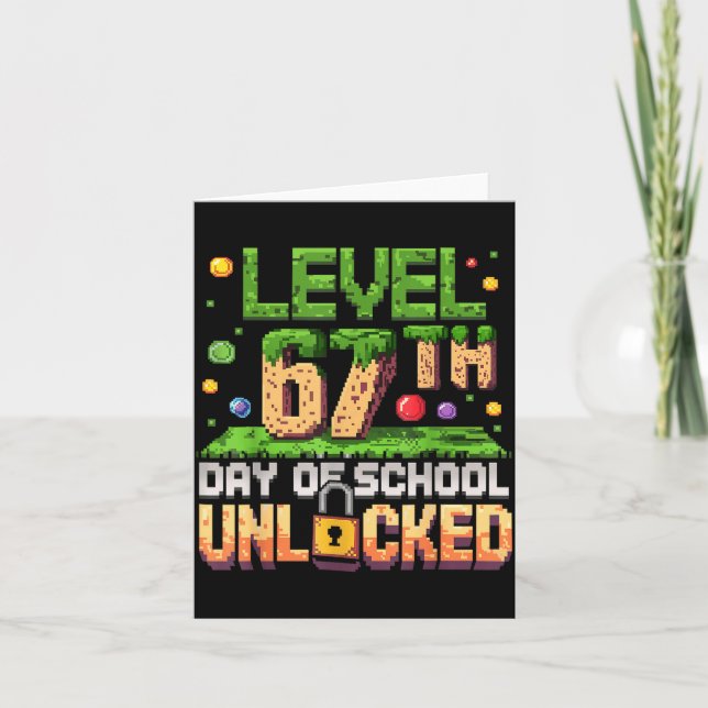 67th Day Of School Gamer Level Unlocked 100 Days O Card (Front)