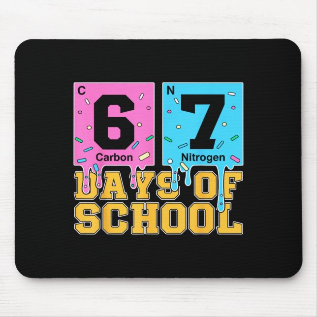 67th Day Of School Kids Funny Meme Six Seven Perio Mouse Mat (Front)
