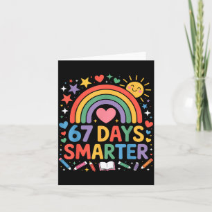67th Day Of School Meme 67 Days Smarter Rainbow Ki Card