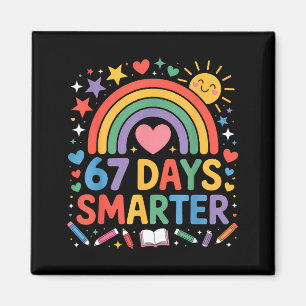 67th Day Of School Meme 67 Days Smarter Rainbow Ki Magnet