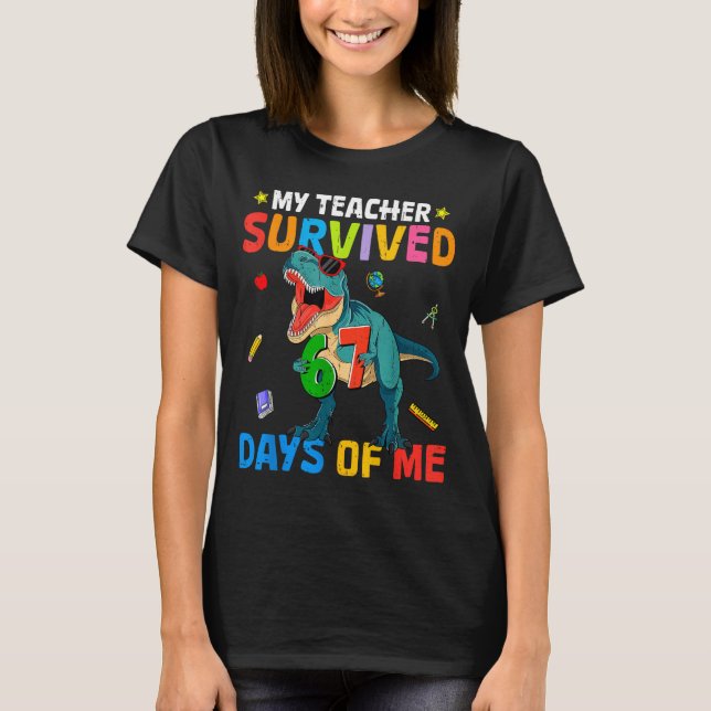 67th Day Of School My Teacher Survived 67 Days Boy T-Shirt (Front)