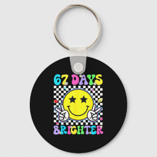 67th Day Of School Shirt 67 Days Brighter Teacher  Key Ring