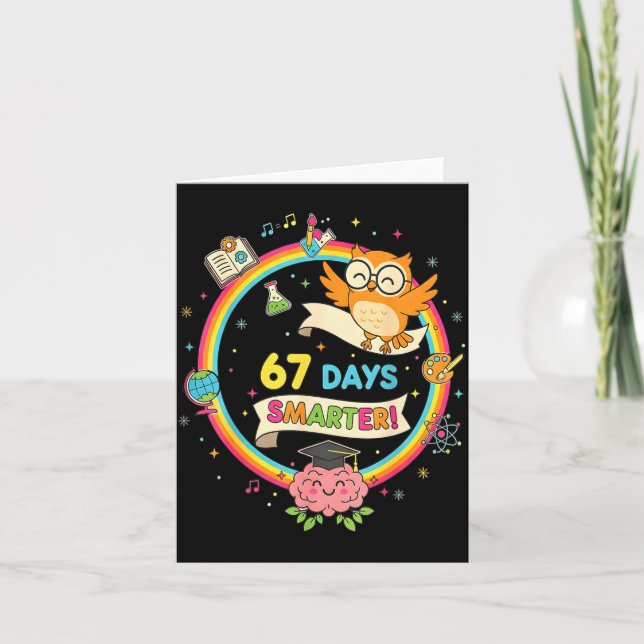 67th Day Of School Shirt 67 Days Smarter Teacher B Card (Front)