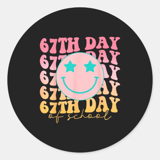 67th Day Of School Shirt 67 Days Smarter Teacher B Classic Round Sticker (Front)