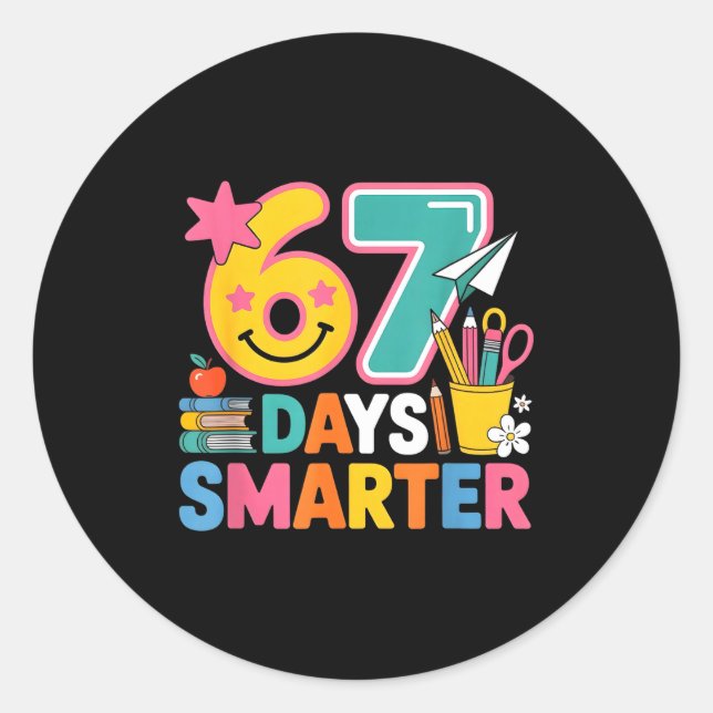 67th Day Of School Shirt 67 Days Smarter Teacher B Classic Round Sticker (Front)