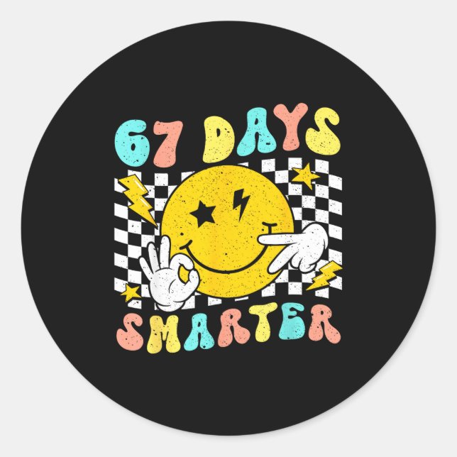 67th Day Of School Shirt 67 Days Smarter Teacher B Classic Round Sticker (Front)