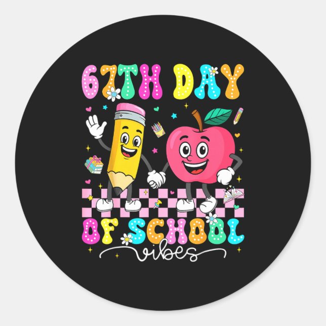 67th Day Of School Shirt 67 Days Smarter Teacher B Classic Round Sticker (Front)