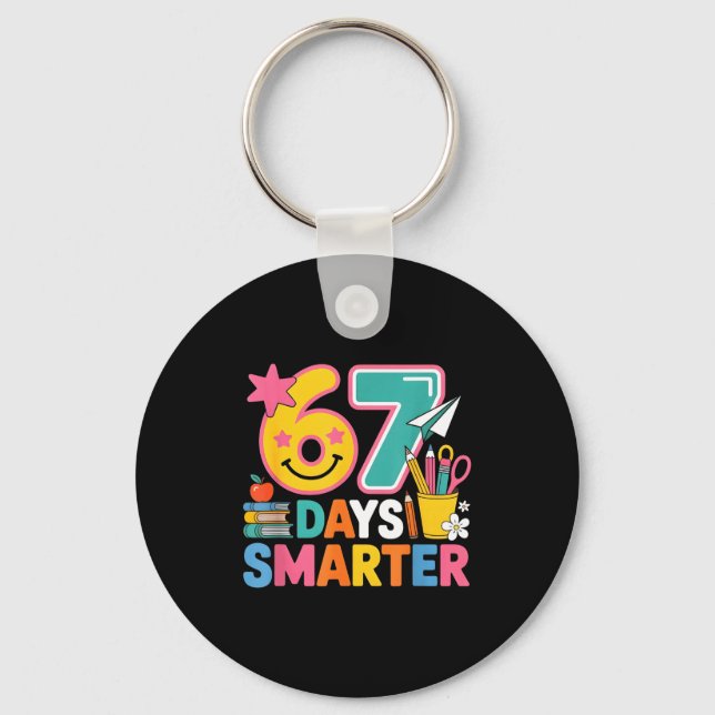 67th Day Of School Shirt 67 Days Smarter Teacher B Key Ring (Front)