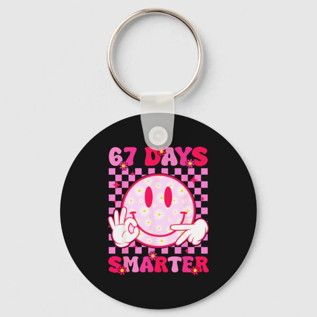 67th Day Of School Shirt 67 Days Smarter Teacher B Key Ring (Front)